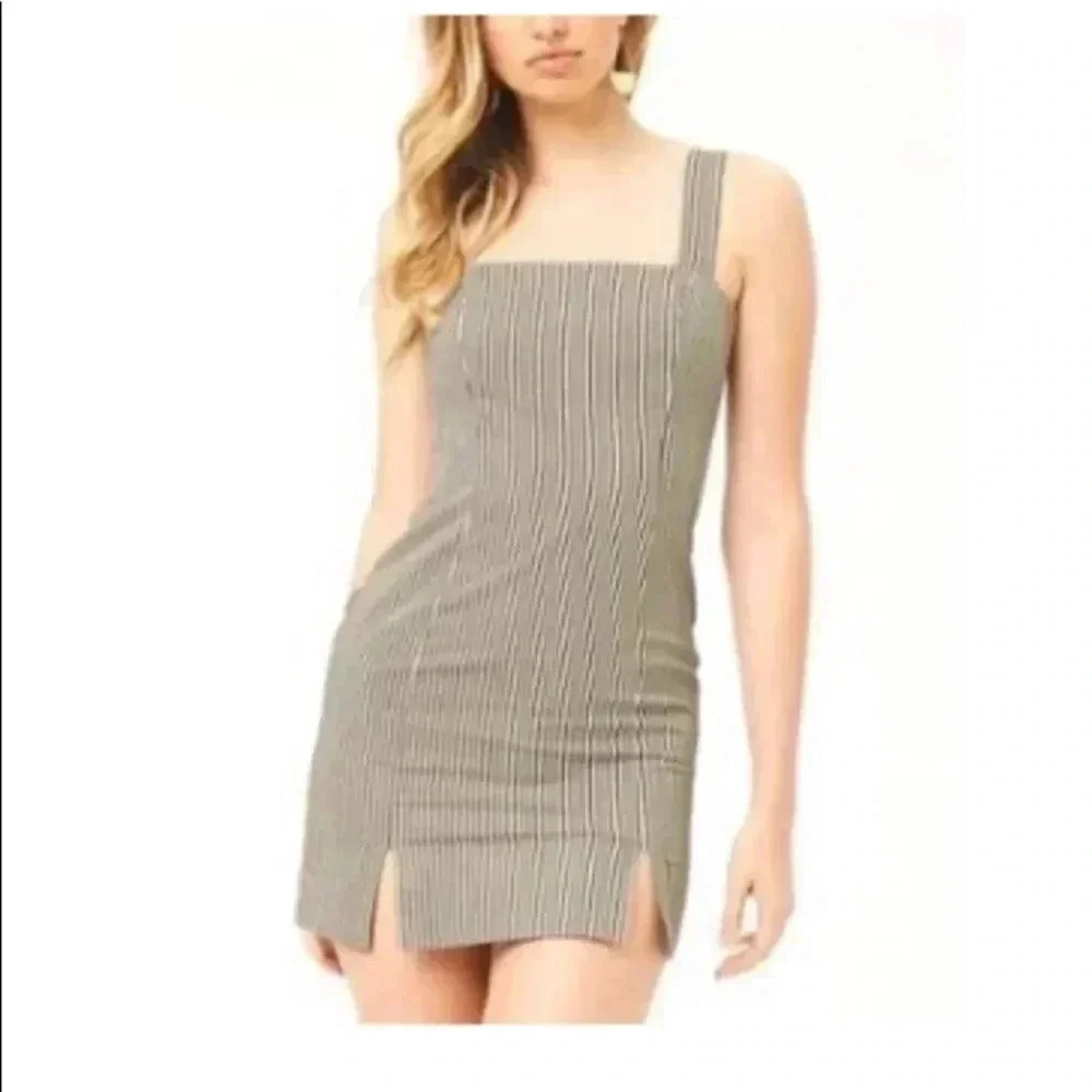🆕Forever21 Olive Split-Hem Sleeveless Sheath Dress S🆕